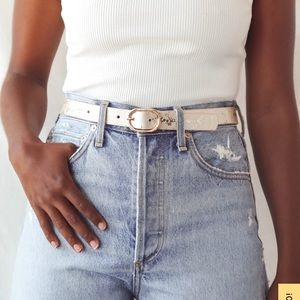 Lulus Luxurious Living Ivory and Gold Leather Belt